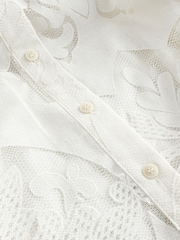 Ted Baker White Bacina Lace Puff Sleeve Blouse - Image 8 of 10