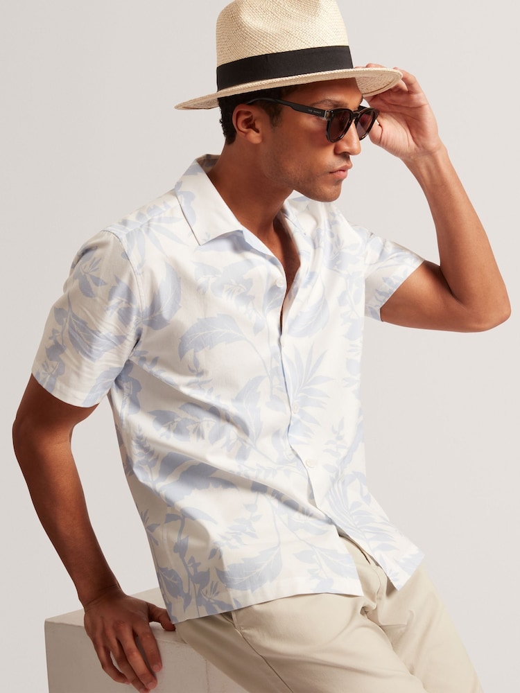 Ted Baker Blue Kits Short Sleeve Relaxed Floral Print Shirt - Image 2 of 7