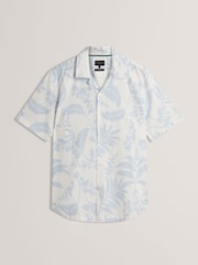 Ted Baker Blue Kits Short Sleeve Relaxed Floral Print Shirt - Image 6 of 7