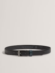 Ted Baker Black Kendon Stripe Leather Belt - Image 1 of 4