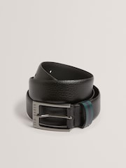 Ted Baker Black Kendon Stripe Leather Belt - Image 2 of 4
