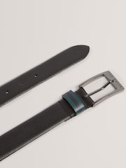 Ted Baker Black Kendon Stripe Leather Belt - Image 3 of 4