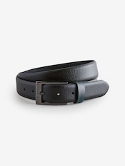 Ted Baker Black Kendon Stripe Leather Belt - Image 4 of 4