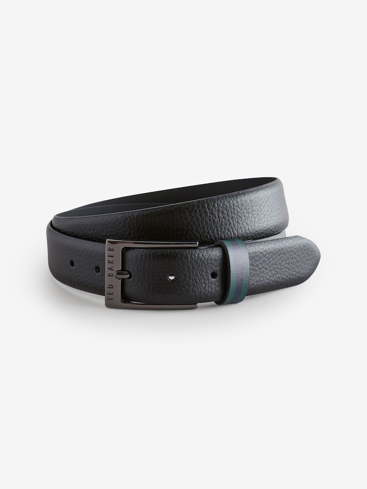 Ted Baker Black Kendon Stripe Leather Belt - Image 4 of 4 Ted Baker Black Kendon Stripe Leather Belt - Image 4 of 4