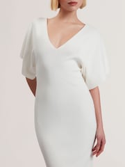 Ted Baker White Rebexxa V-Neck Knitted Midi Dress - Image 3 of 5