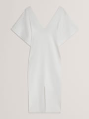 Ted Baker White Rebexxa V-Neck Knitted Midi Dress - Image 5 of 5