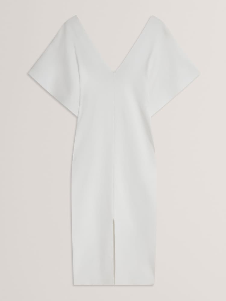 Ted Baker White Rebexxa V-Neck Knitted Midi Dress - Image 5 of 5