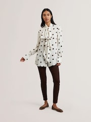 Ted Baker White Alizaa-Scarf Detail Long Sleeve Blouse - Image 1 of 5