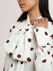 Ted Baker White Alizaa-Scarf Detail Long Sleeve Blouse - Image 2 of 5