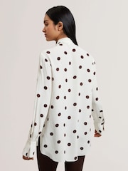 Ted Baker White Alizaa-Scarf Detail Long Sleeve Blouse - Image 3 of 5