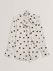 Ted Baker White Alizaa-Scarf Detail Long Sleeve Blouse - Image 4 of 5