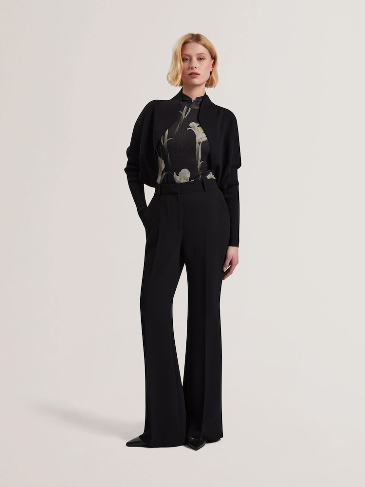 Ted Baker Black Erhan Sculptured Ribbed Knit Cardigan - Image 2 of 8