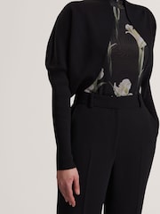 Ted Baker Black Erhan Sculptured Ribbed Knit Cardigan - Image 3 of 8