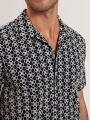 Ted Baker Blue Relaxed Finlays Short Sleeve Embroidered Shirt - Image 3 of 5