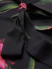 Ted Baker Black Fasnia Angel Sleeve Wrap Mini Dress - Image 7 of 7