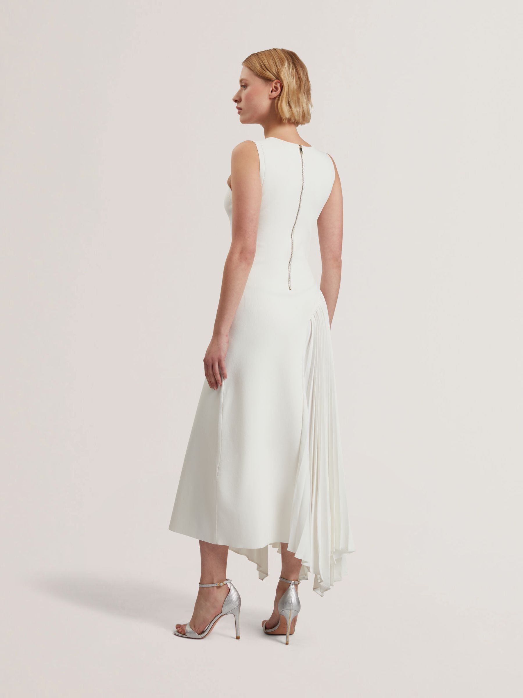 Buy Ted Baker White Azzina Knit Slash Neck Dress With Pleat