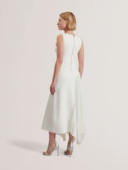 Белый - Ted Baker Azzina Knit Slash Neck Dress With Pleat Panel - Image 4 of 7