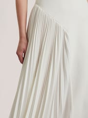 Белый - Ted Baker Azzina Knit Slash Neck Dress With Pleat Panel - Image 5 of 7