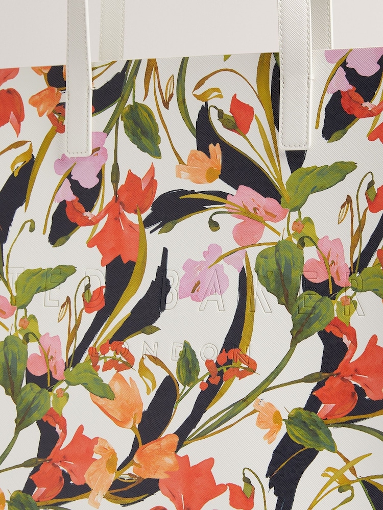 Ted Baker Cream Flowela Floral Printed Medium Icon Bag - Image 3 of 5