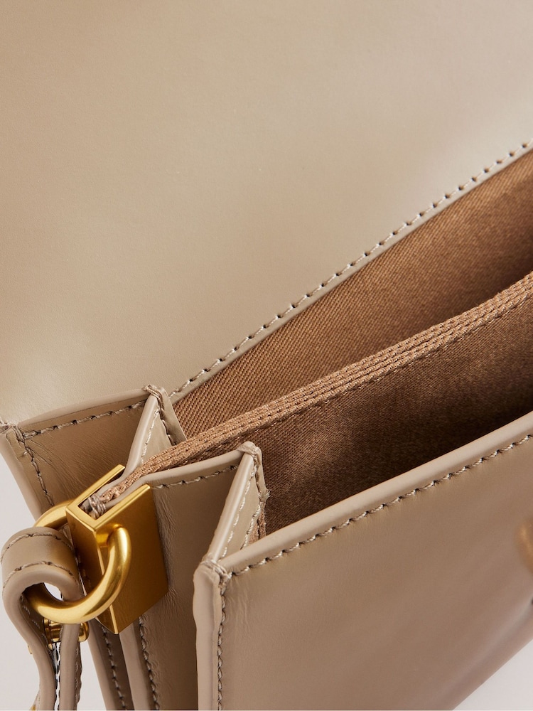 Ted Baker Brown Kkaysa Polished Small Leather Cross-Body Bag - Image 4 of 5