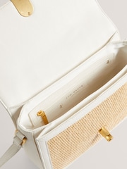 Ted Baker White Kkassie Twist Lock Detail Small Raffia Cross-Body Bag - Image 2 of 4