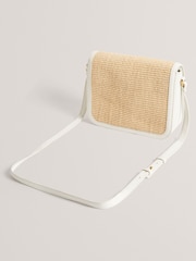 Ted Baker White Kkassie Twist Lock Detail Small Raffia Cross-Body Bag - Image 3 of 4