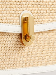 Ted Baker White Kkassie Twist Lock Detail Small Raffia Cross-Body Bag - Image 4 of 4
