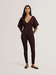 Ted Baker Brown Reginah V-Neck Knitted Top - Image 2 of 6