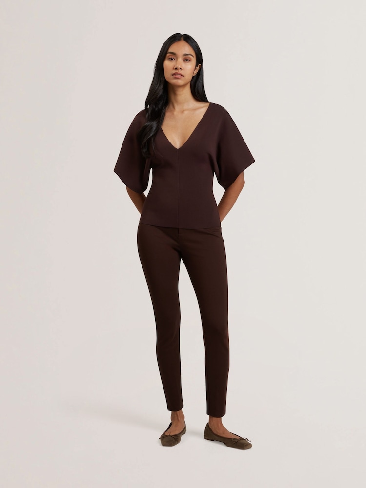 Ted Baker Brown Reginah V-Neck Knitted Top - Image 2 of 6