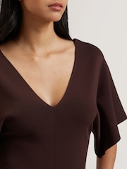 Ted Baker Brown Reginah V-Neck Knitted Top - Image 4 of 6