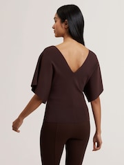 Ted Baker Brown Reginah V-Neck Knitted Top - Image 5 of 6