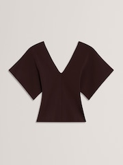 Ted Baker Brown Reginah V-Neck Knitted Top - Image 6 of 6