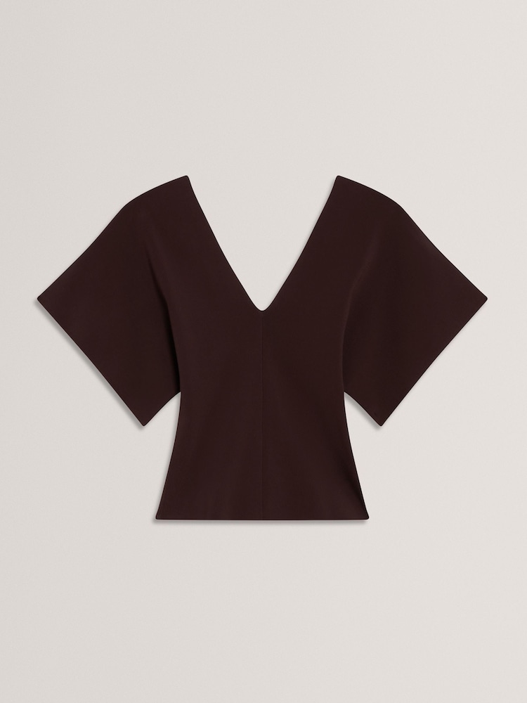 Ted Baker Brown Reginah V-Neck Knitted Top - Image 6 of 6