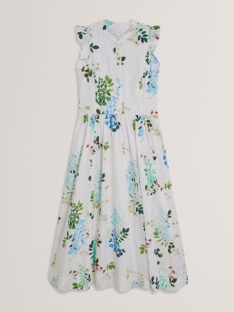 Ted Baker White Giolia Printed Sleeveless Midi Dress - Image 5 of 6