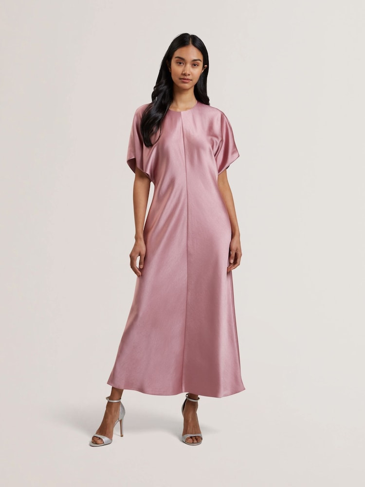Ted Baker Pink Fianaa Slouch Sleeve Waisted Column Dress - Image 1 of 5