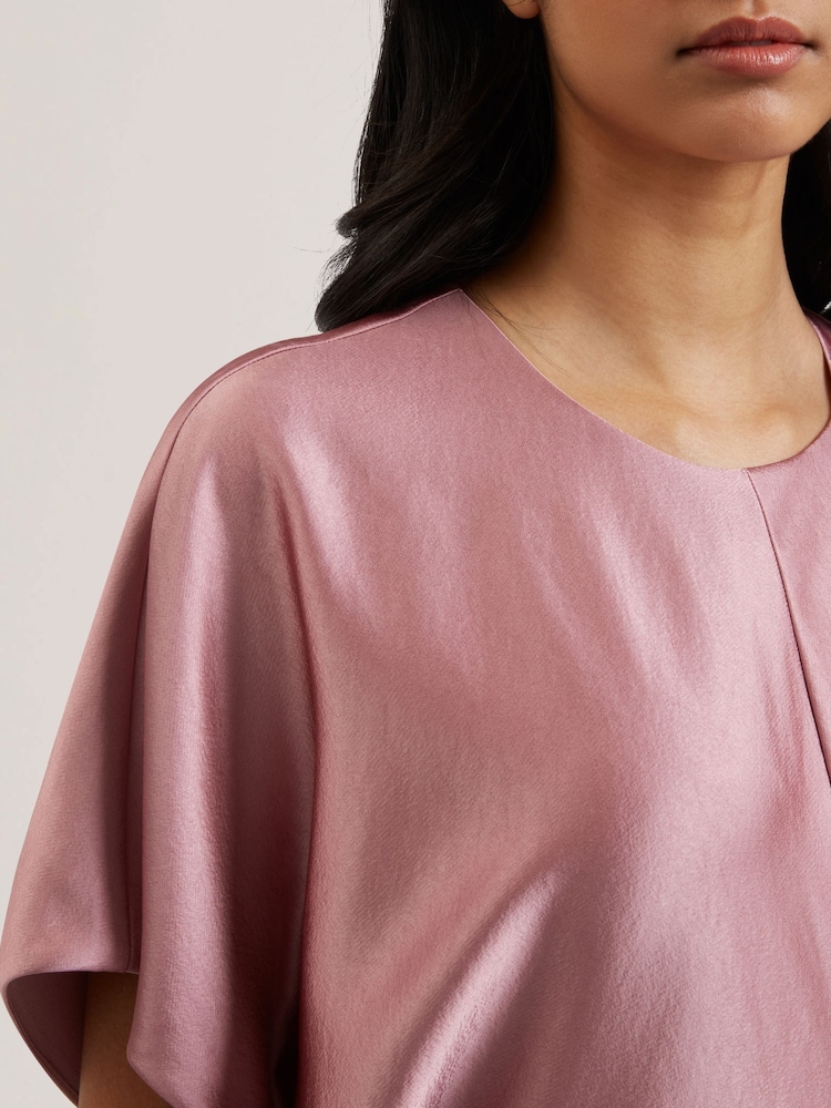 Ted Baker Pink Fianaa Slouch Sleeve Waisted Column Dress - Image 2 of 5