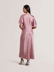 Ted Baker Pink Fianaa Slouch Sleeve Waisted Column Dress - Image 3 of 5