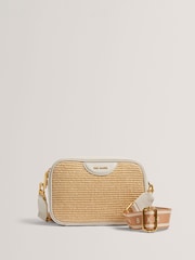 Ted Baker White Bardas Webbing Faux Raffia Camera Cross-Body Bag - Image 1 of 4