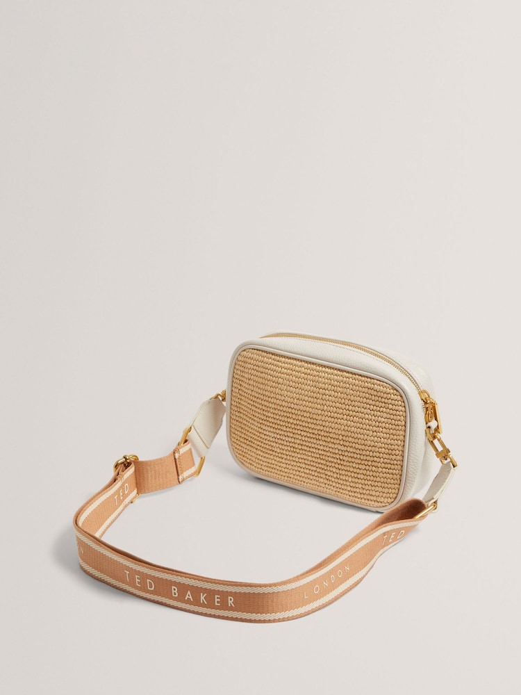 Ted Baker White Bardas Webbing Faux Raffia Camera Cross-Body Bag - Image 3 of 4
