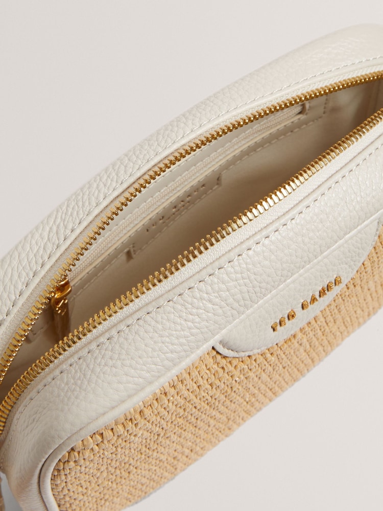 Ted Baker White Bardas Webbing Faux Raffia Camera Cross-Body Bag - Image 4 of 4