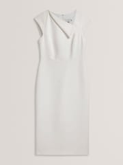 Ted Baker White Bayree-Asymmetric Folded Neckline Midi Dress - Image 4 of 5