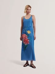 Ted Baker Blue Fayda-Organza Scoop Neck Midi Dress - Image 1 of 5