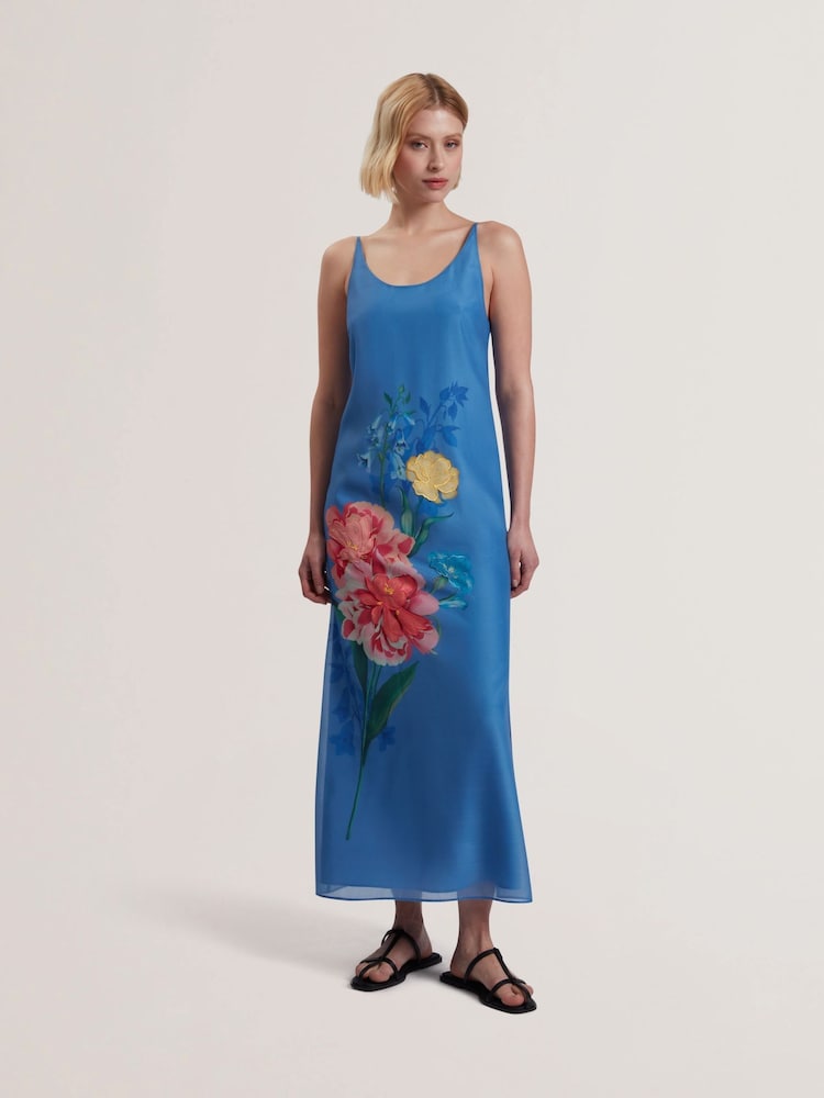 Ted Baker Blue Fayda-Organza Scoop Neck Midi Dress - Image 1 of 5