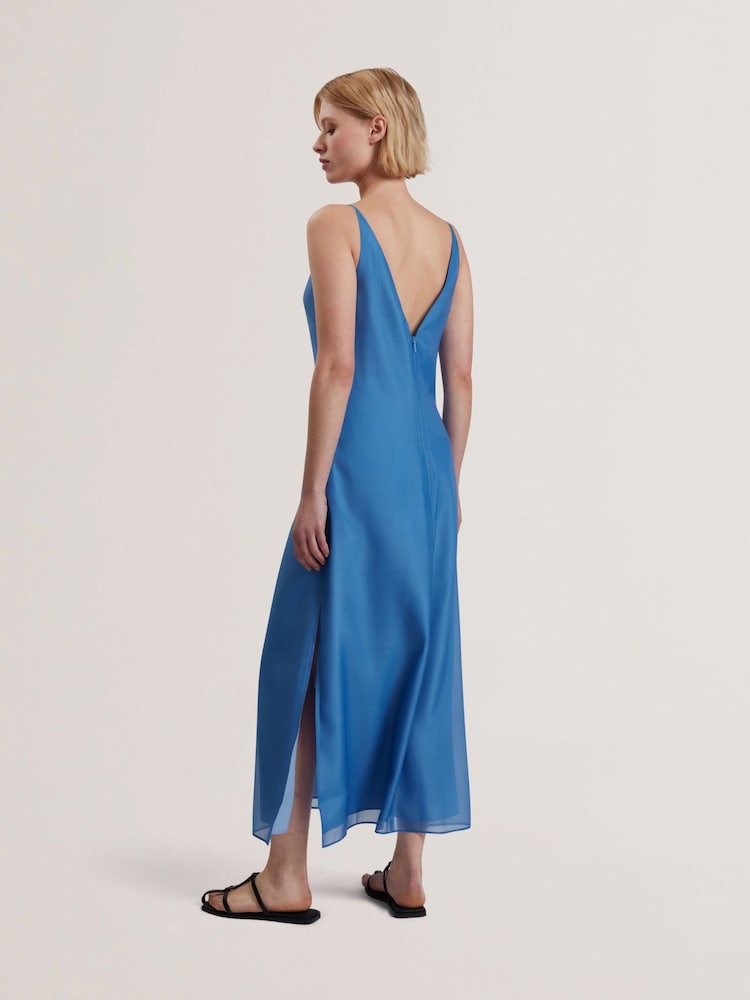 Ted Baker Blue Fayda-Organza Scoop Neck Midi Dress - Image 2 of 5