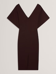 Ted Baker Brown Rebexxa V-Neck Knitted Midi Dress - Image 4 of 5