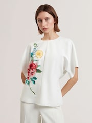 Ted Baker White Lahnaa-Slouch Sleeve Waisted Top - Image 1 of 6