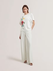Ted Baker White Lahnaa-Slouch Sleeve Waisted Top - Image 2 of 6