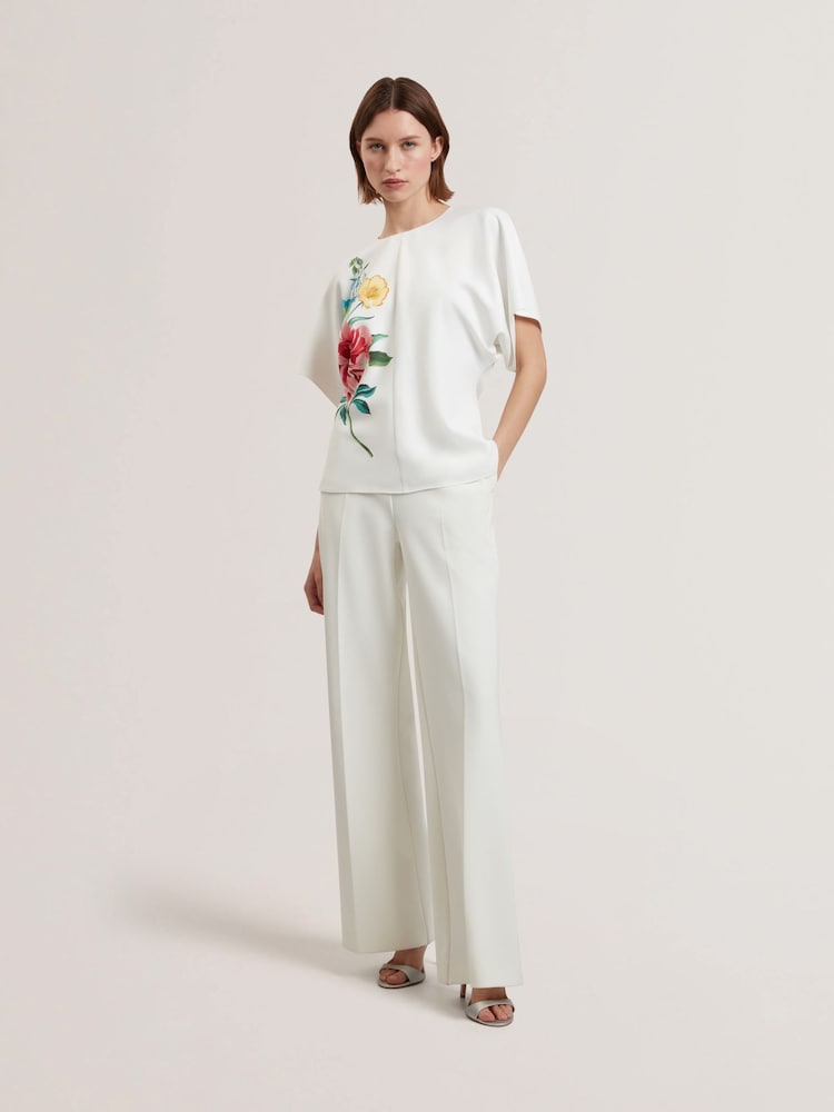 Ted Baker White Lahnaa-Slouch Sleeve Waisted Top - Image 2 of 6