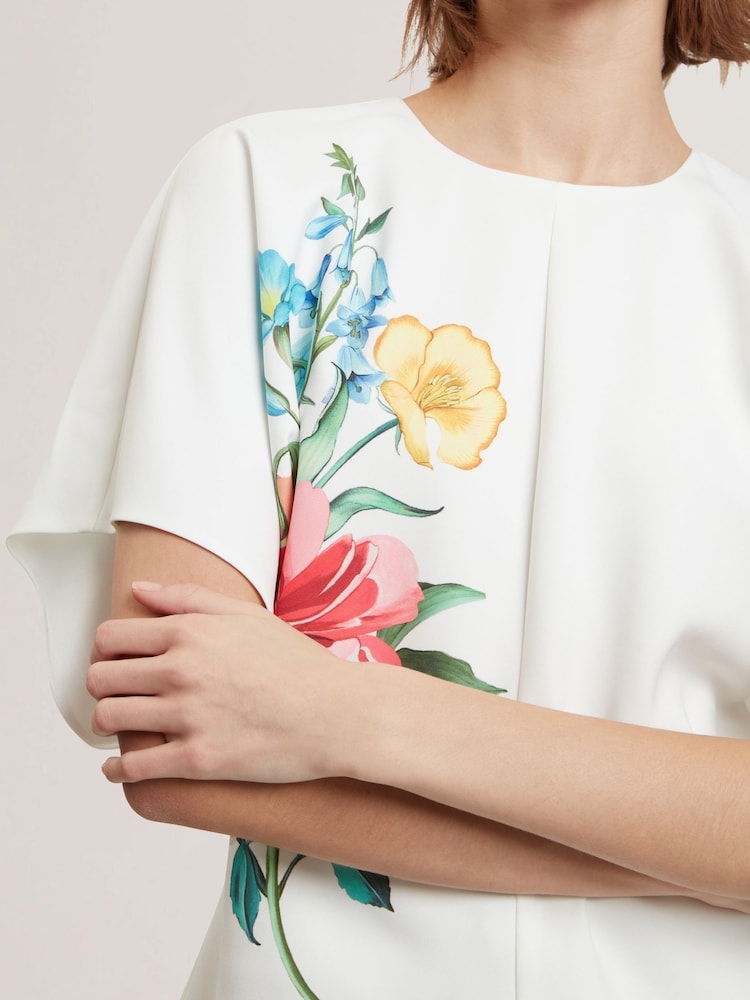 Ted Baker White Lahnaa-Slouch Sleeve Waisted Top - Image 3 of 6