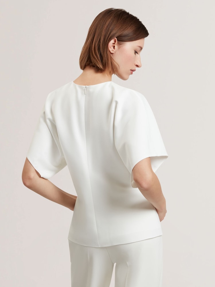 Ted Baker White Lahnaa-Slouch Sleeve Waisted Top - Image 4 of 6
